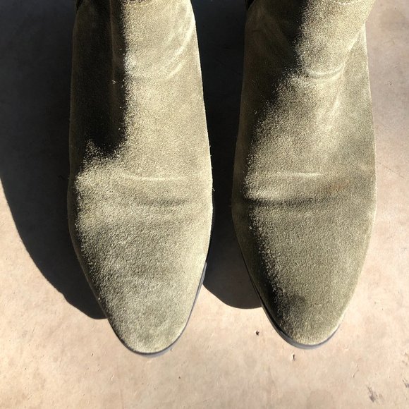 SOLD*Olive Suede Low Cut Chelsea Western Boots - Picture 12 of 13